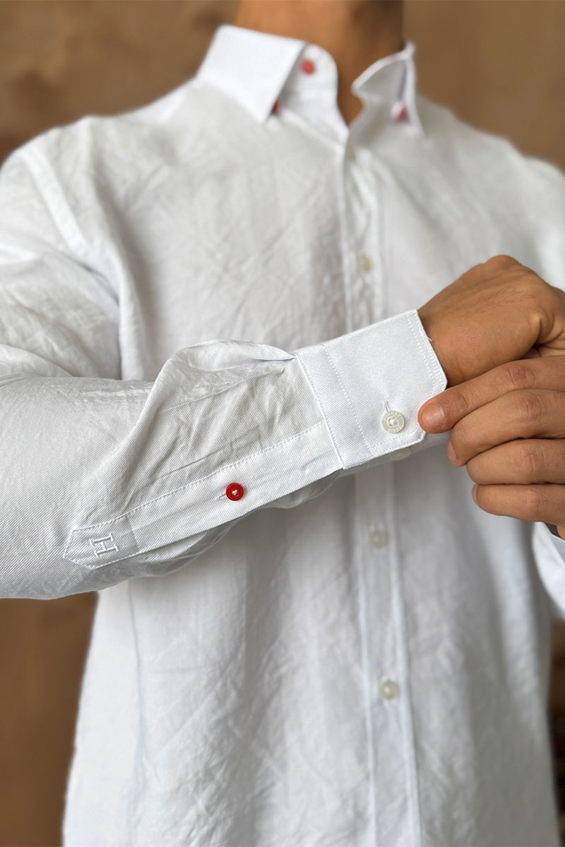 Hermes Мужская рубашка H embroidered - White 