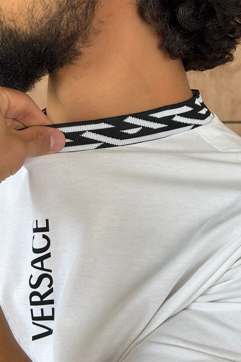 Versace Белая мужская футболка La Greca trim
