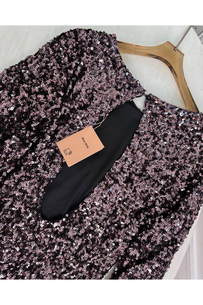 MIU MIU Женское платье в пайетках с открытой спинкой 