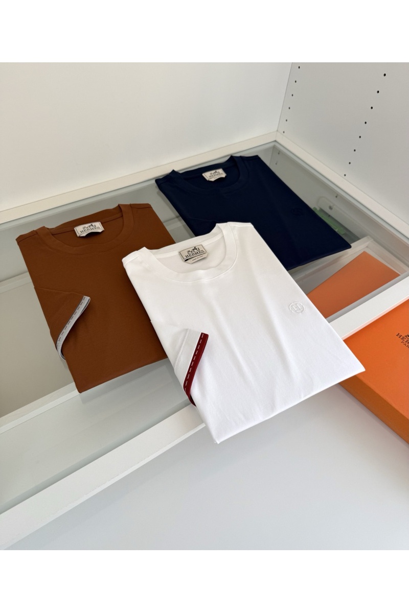Hermes Мужская коричневая футболка premium