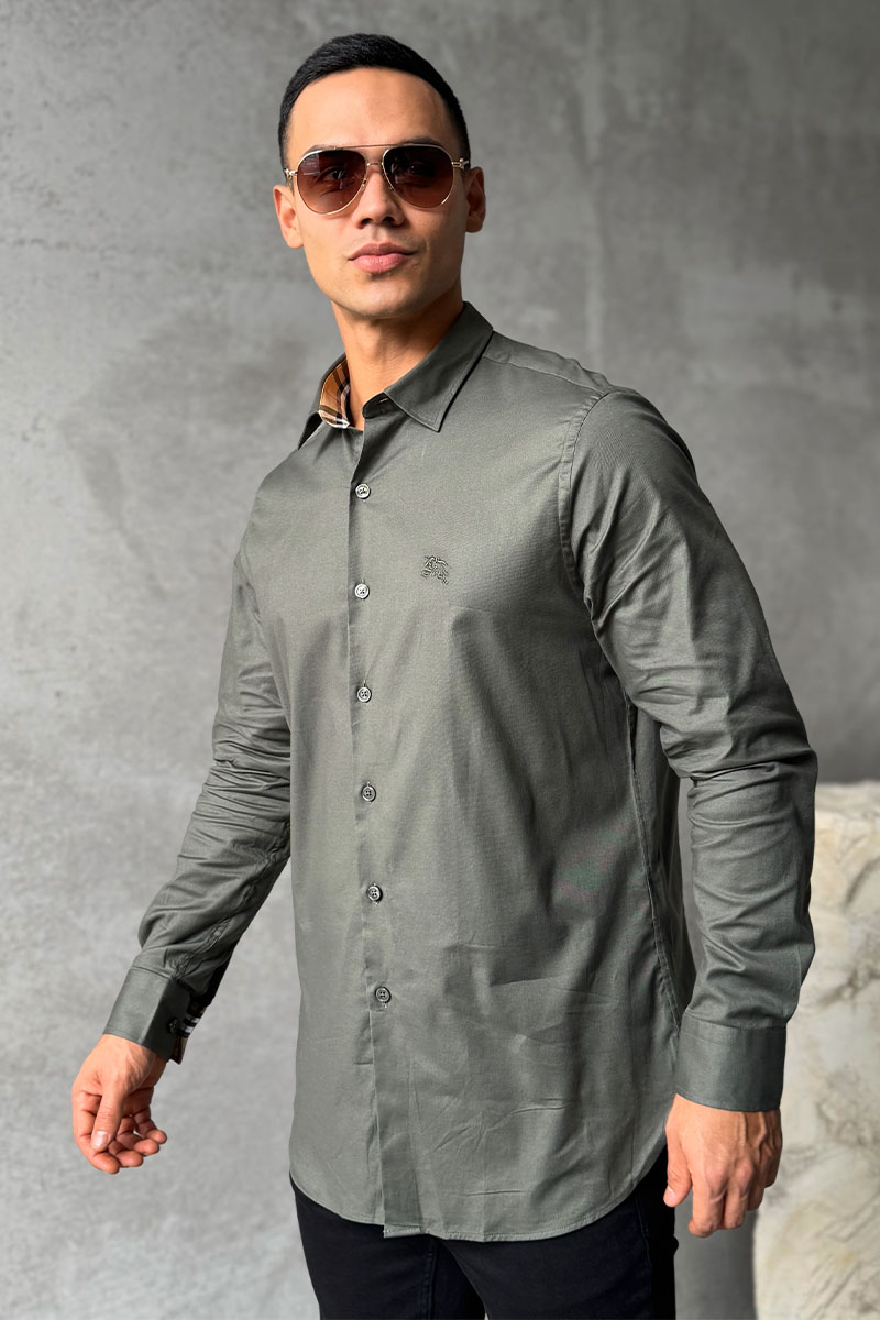 Burberry Мужская рубашка logo-embroidered - Green 