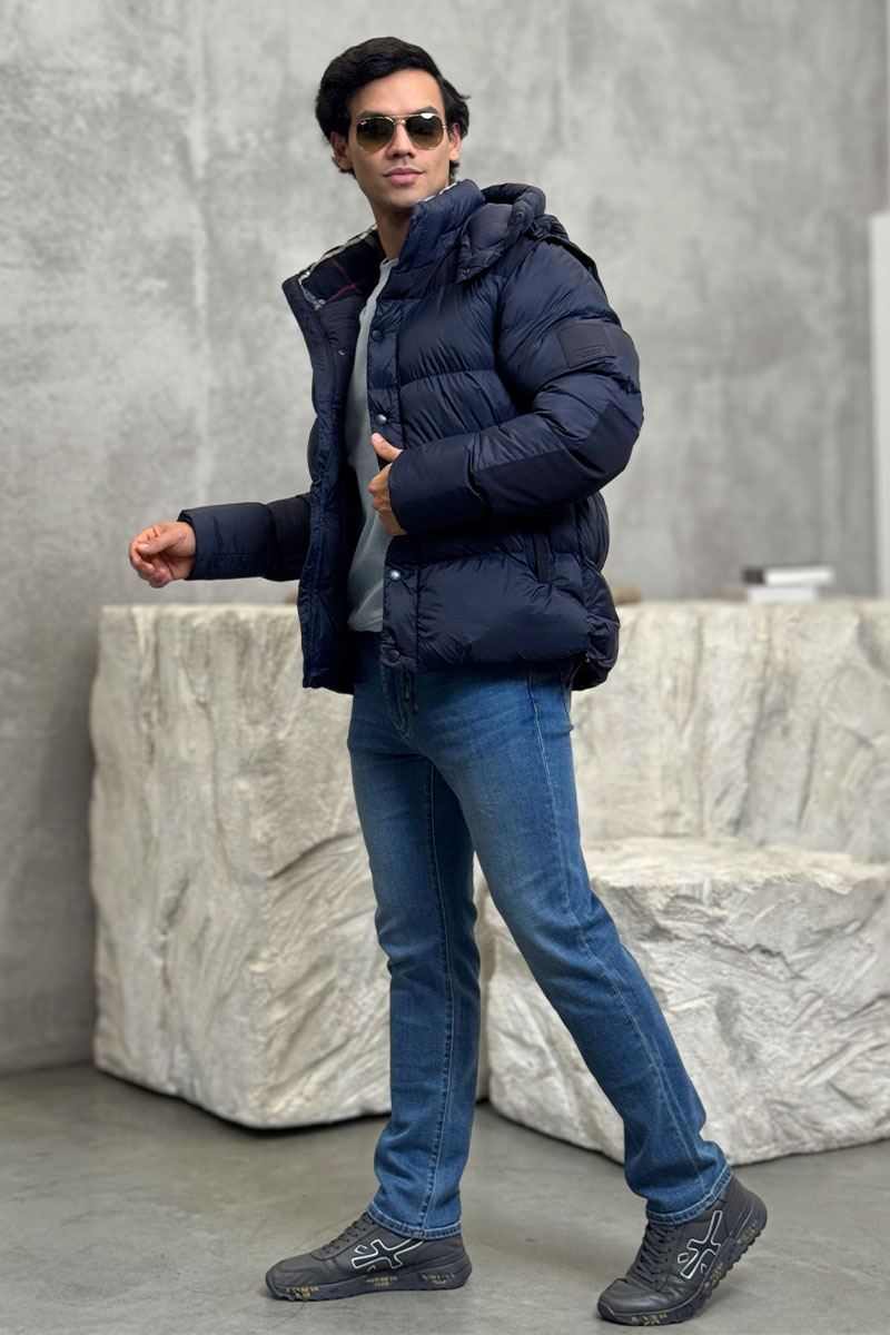 Burberry Синяя куртка со съёмными рукавами London England logo-patch