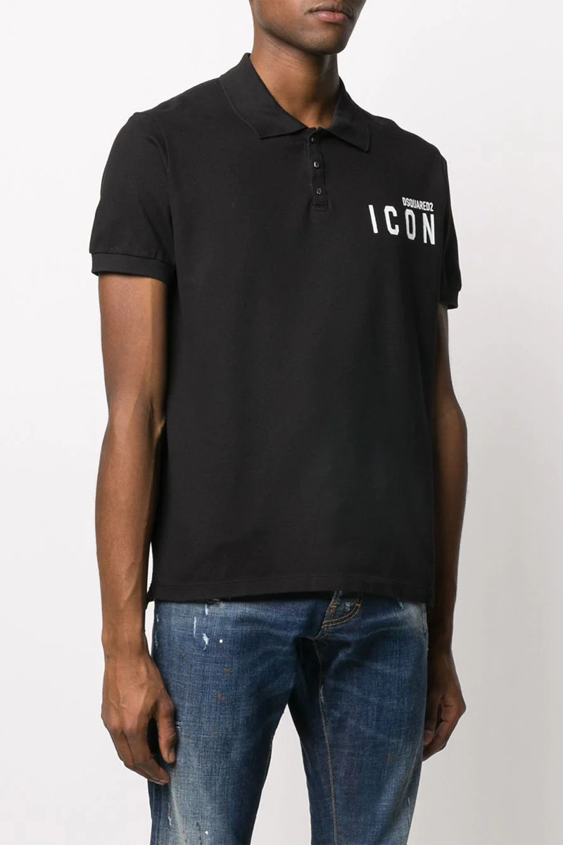 Dsquared2 Мужское чёрное поло ICON white-logo
