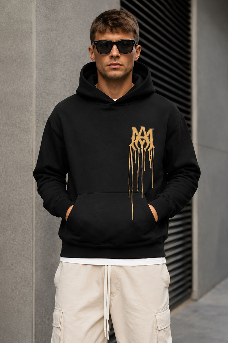 Amiri Мужское худи чёрного цвета logo-print