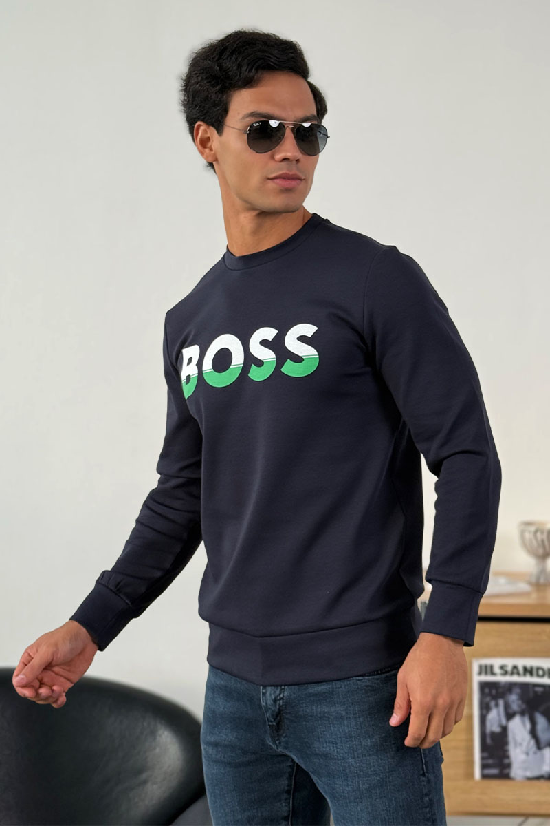 Hugо Воss Тёмно-синий свитшот Salbo 1 Logo-print 