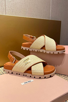 Женские кожаные сандалии Premium - Brown