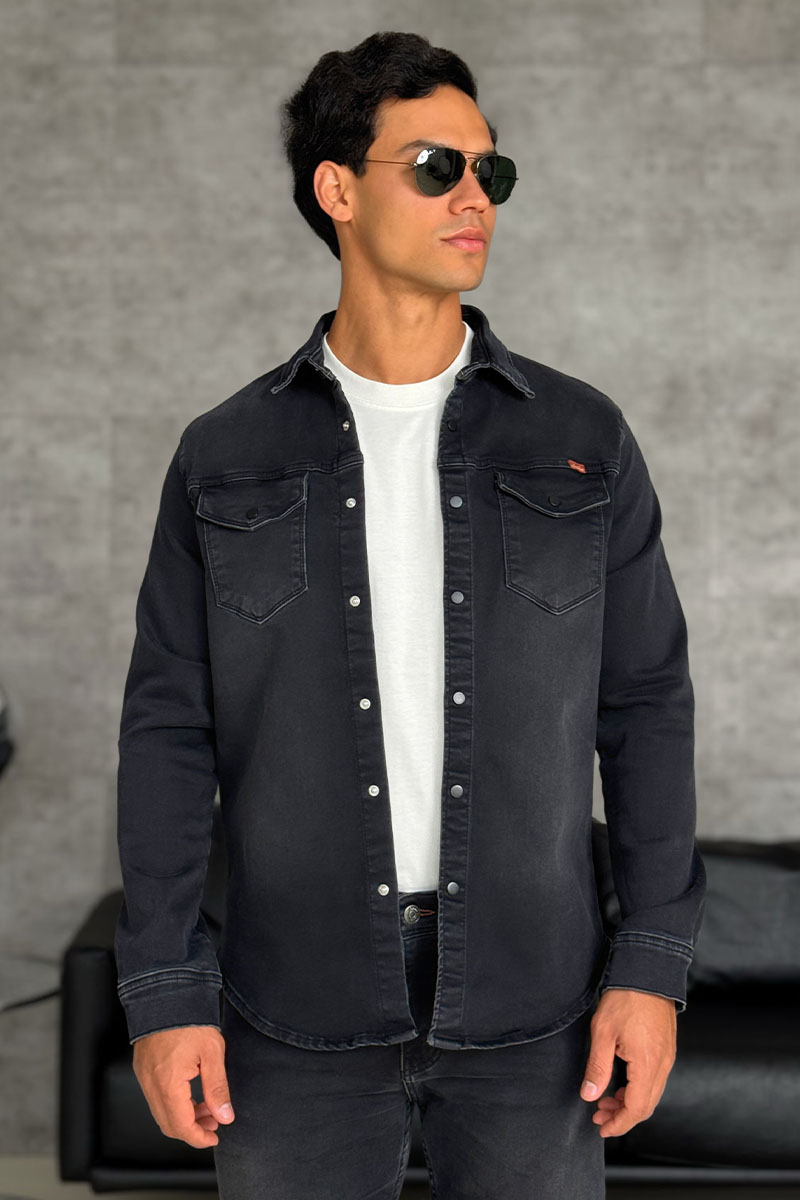 Loro Piana Джинсовая рубашка чёрного цвета