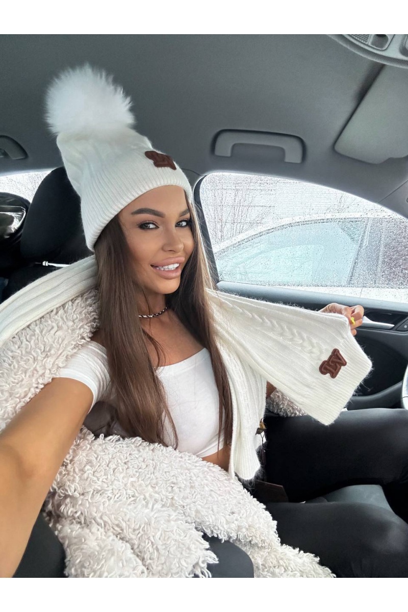 Lоuis Vuittоn Комплект из шапки и шарфа белого цвета 