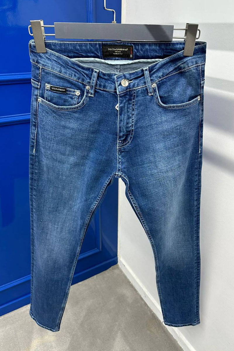 Dоlсе & Gаbbаnа Мужские синие джинсы logo-plaque