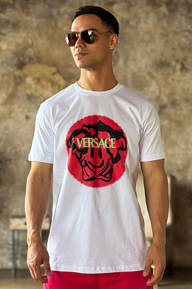 Белая мужская футболка Medusa Smiley logo