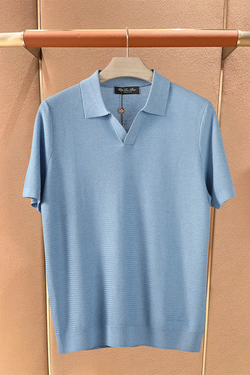 Loro Piana Мужское поло голубого цвета premium
