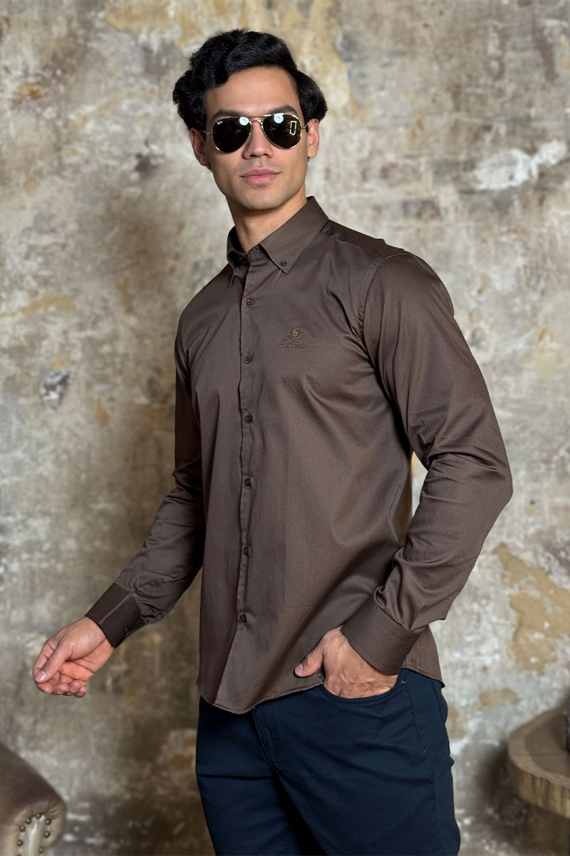 Loro Piana Мужская рубашка logo-embroidered - Brown