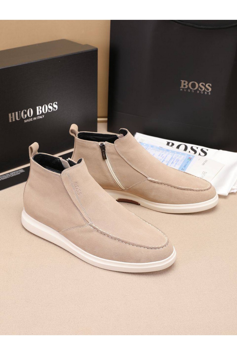 Hugо Воss Замшевые лоферы с мехом high-top - Beige