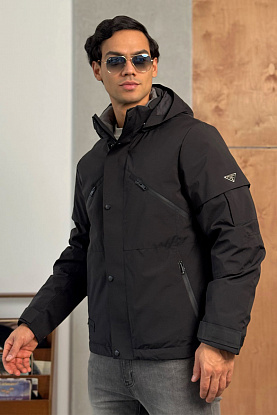 Мужской пуховик logo-plaque - Black 