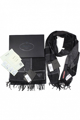Мужской шарф logo-plaque - Black / Grey 185x35 см