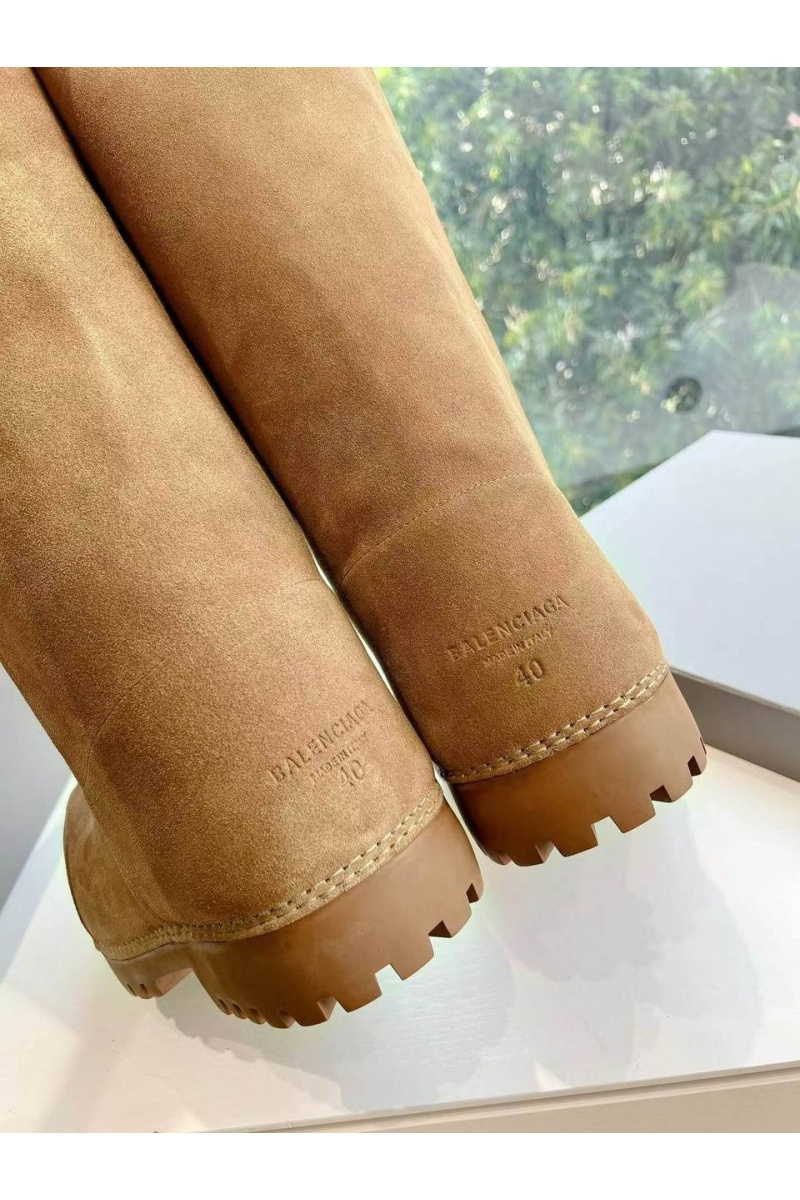 Balenciaga Женские ботинки Alaska Fur High Boot Premium  - Brown