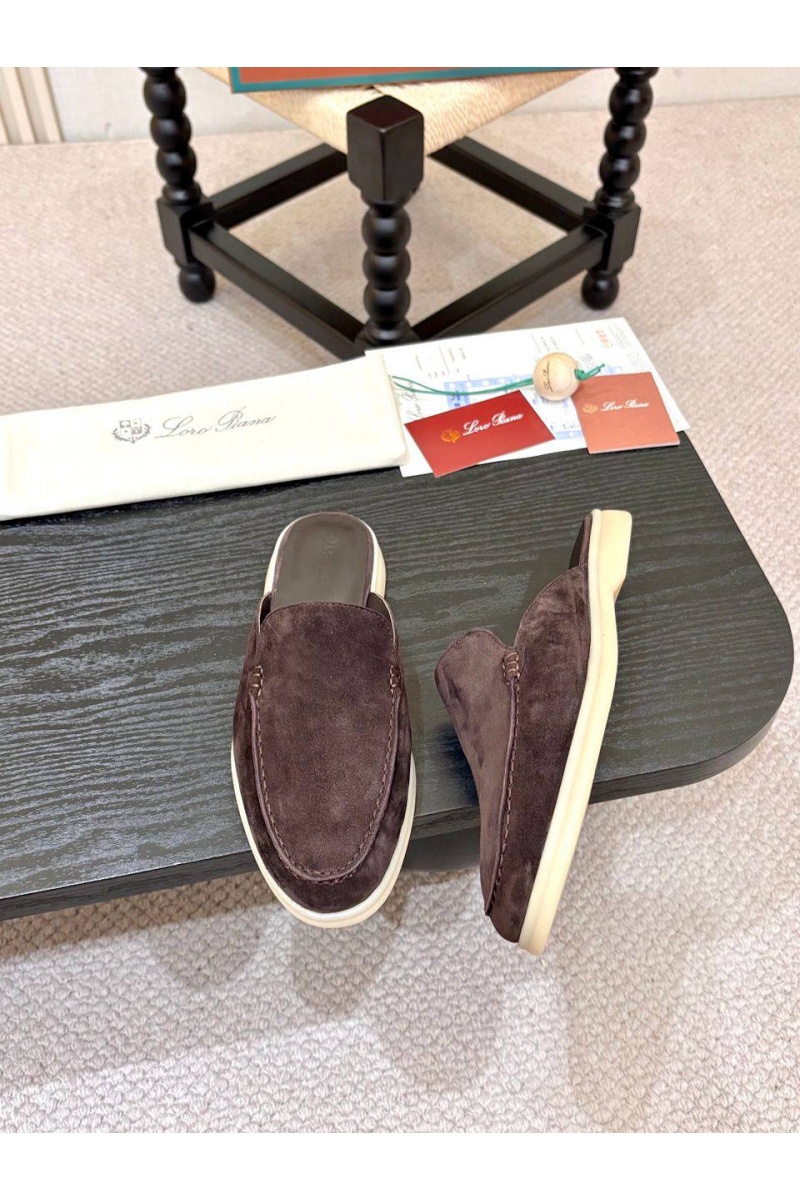 Loro Piana Мужские замшевые шлёпанцы