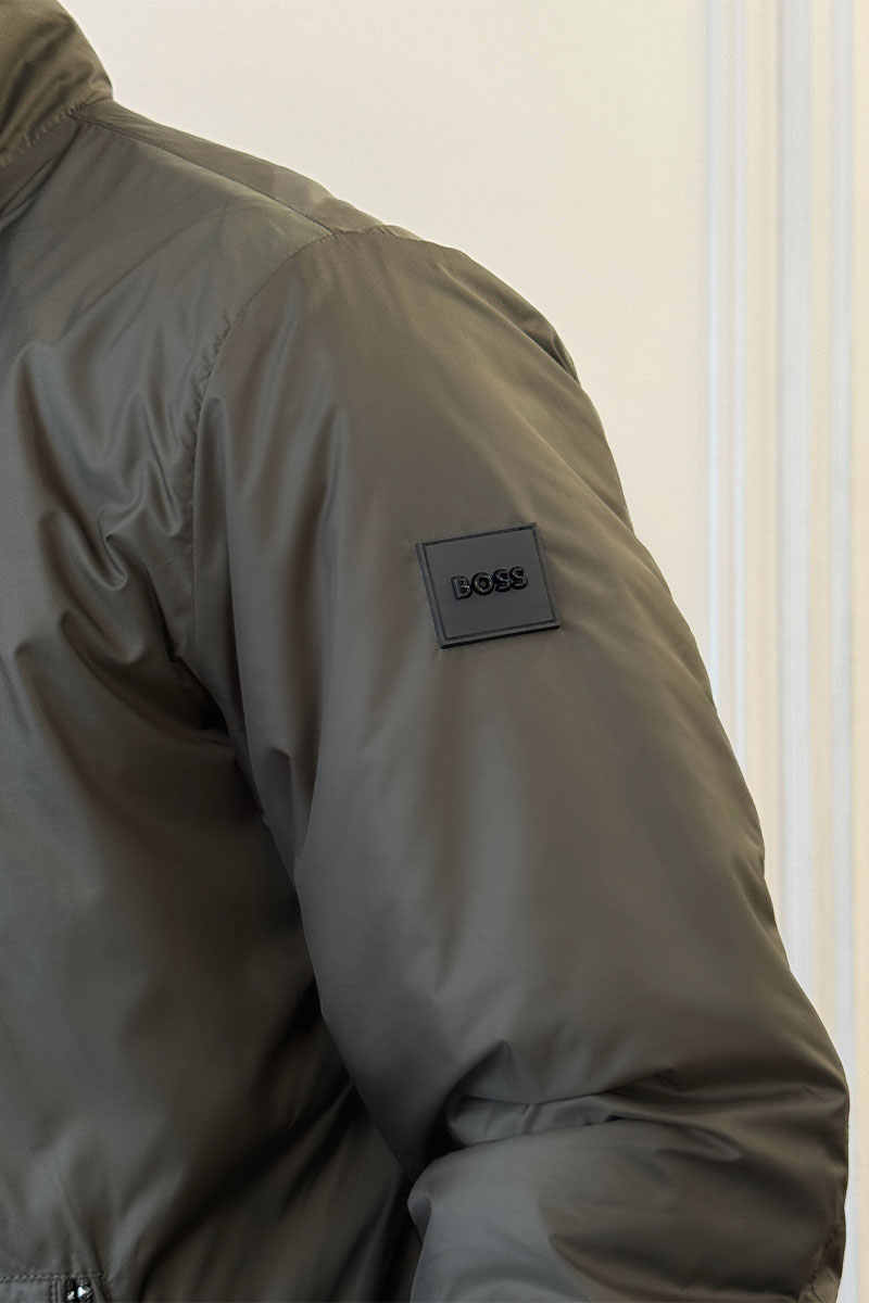 Hugо Воss Мужская зелёная куртка logo-patch 