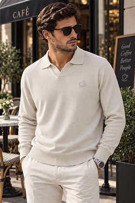 Поло с длинным рукавом premium - Beige