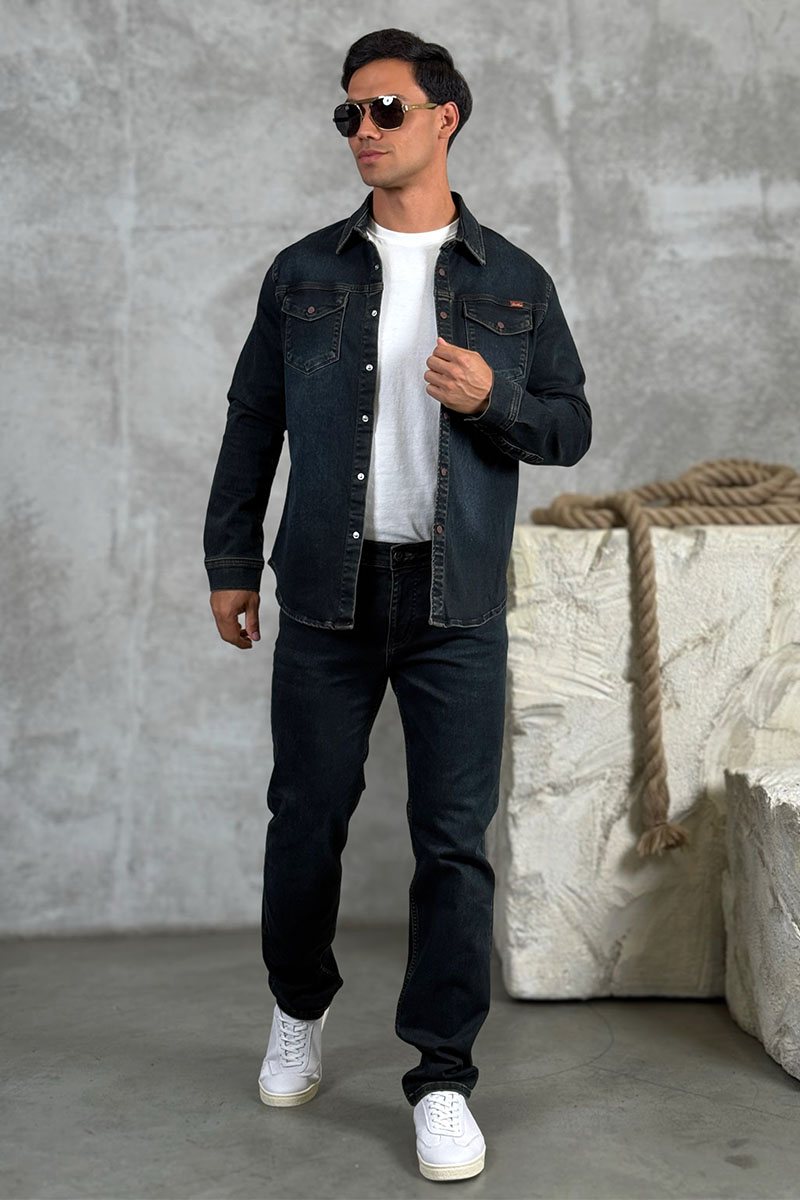 Loro Piana Джинсовая рубашка тёмно-синего цвета