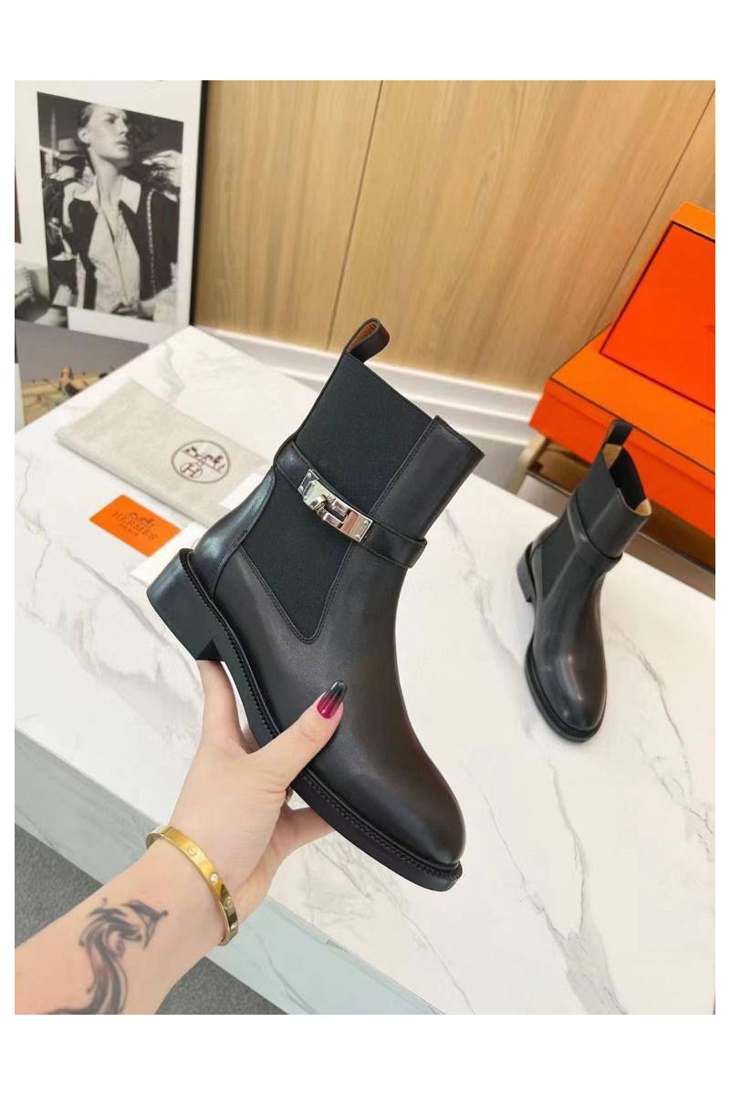 Hermes Женские кожаные сапоги premium - Black