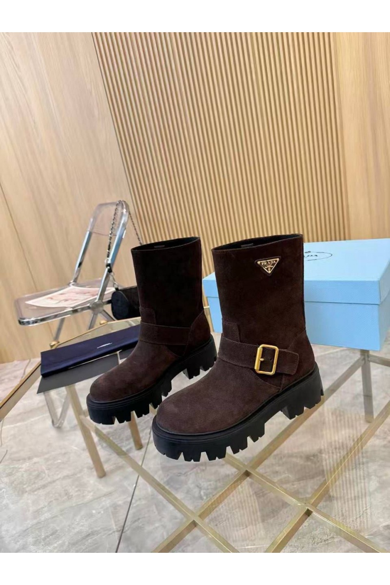 Prada Женские замшевые сапоги Suede premium