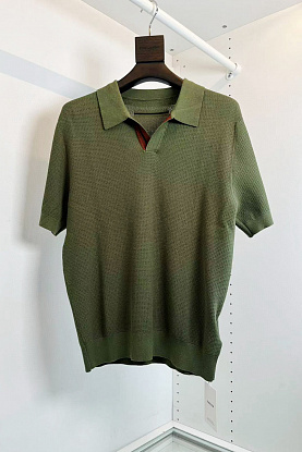 Мужское поло buttonless - Green