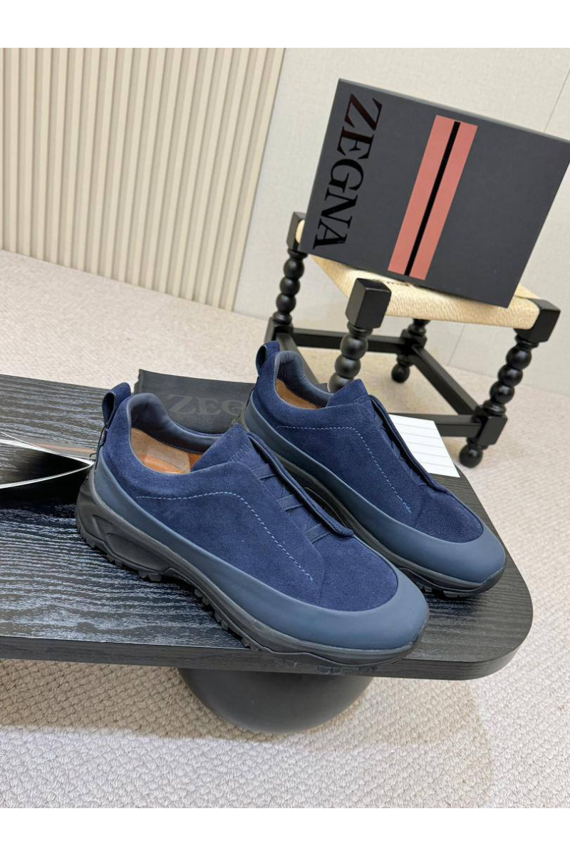 Zegna Замшевые кроссовки Triple Stitch Monte - Blue