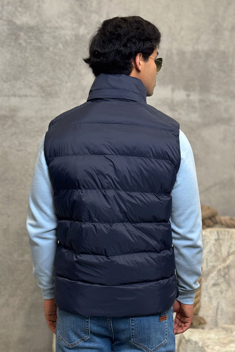 Moncler Тёмно-синий жилет Herniaire logo-patch