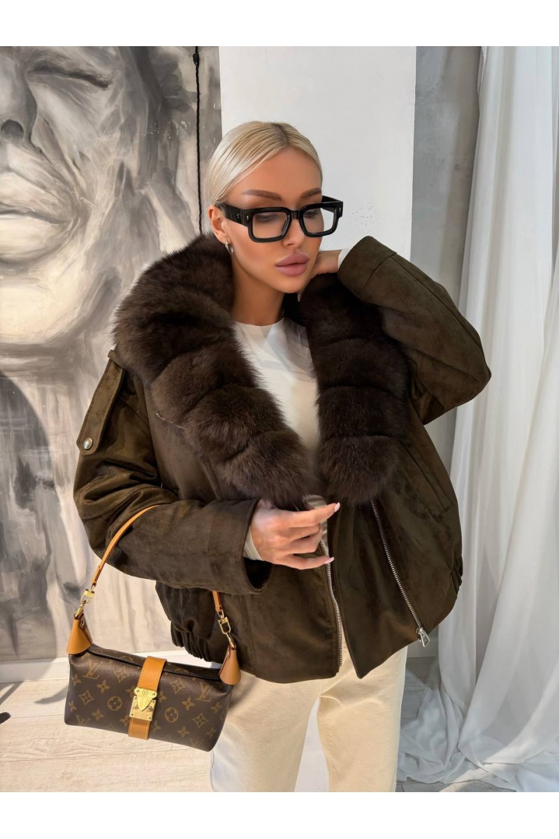 Max Mara Женский бомбер с натуральным мехом premium