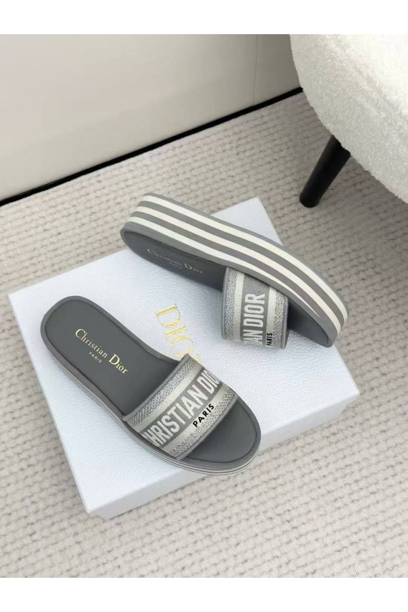 Dior Женские шлёпанцы на платформе Premium - Grey