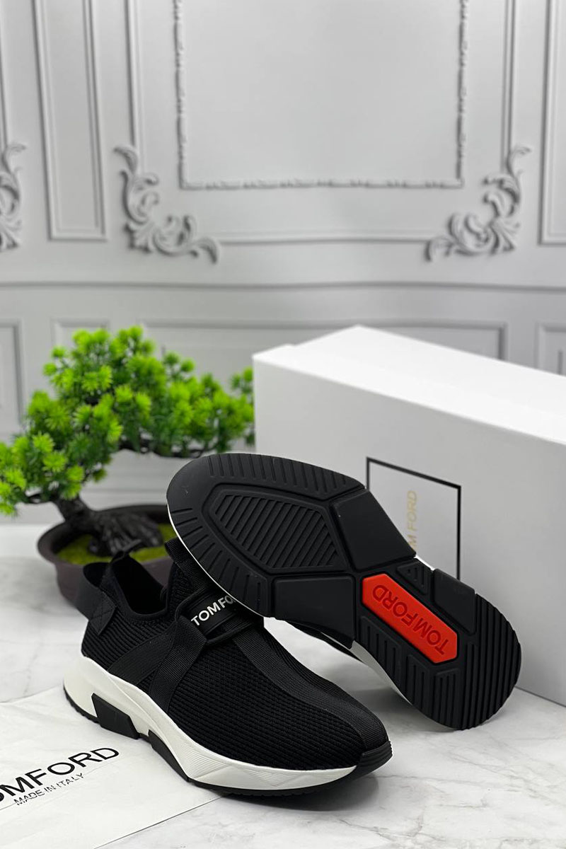 Tom Ford Мужские текстильные кроссовки чёрного цвета
