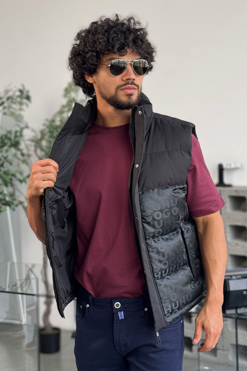 Hugо Воss Мужской чёрный жилет Baltino engraved-logo