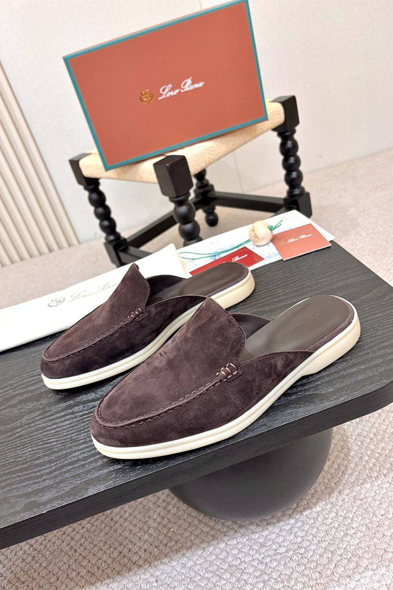 Loro Piana Мужские замшевые шлёпанцы