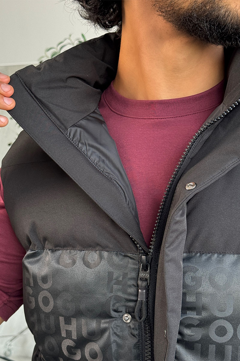 Hugо Воss Мужской чёрный жилет Baltino engraved-logo