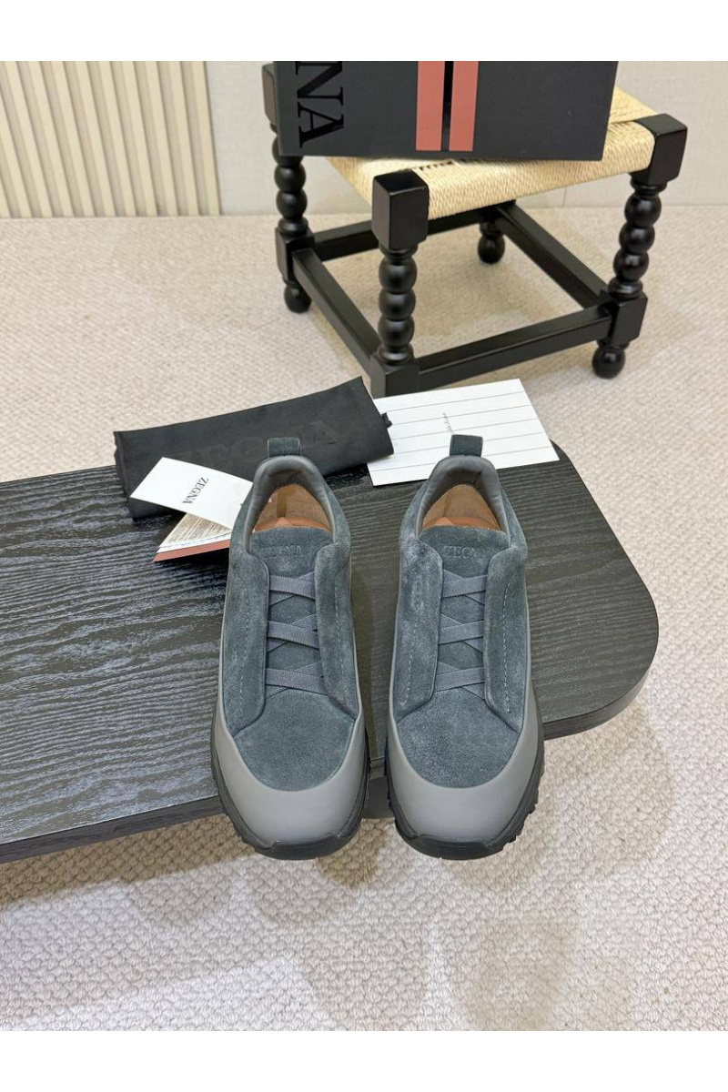 Zegna Замшевые кроссовки Triple Stitch Monte - Grey