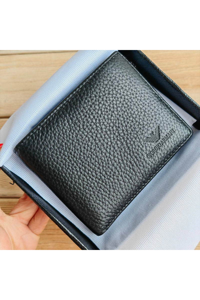 Emporio Armani EA7 Чёрный кожаный кошелёк 