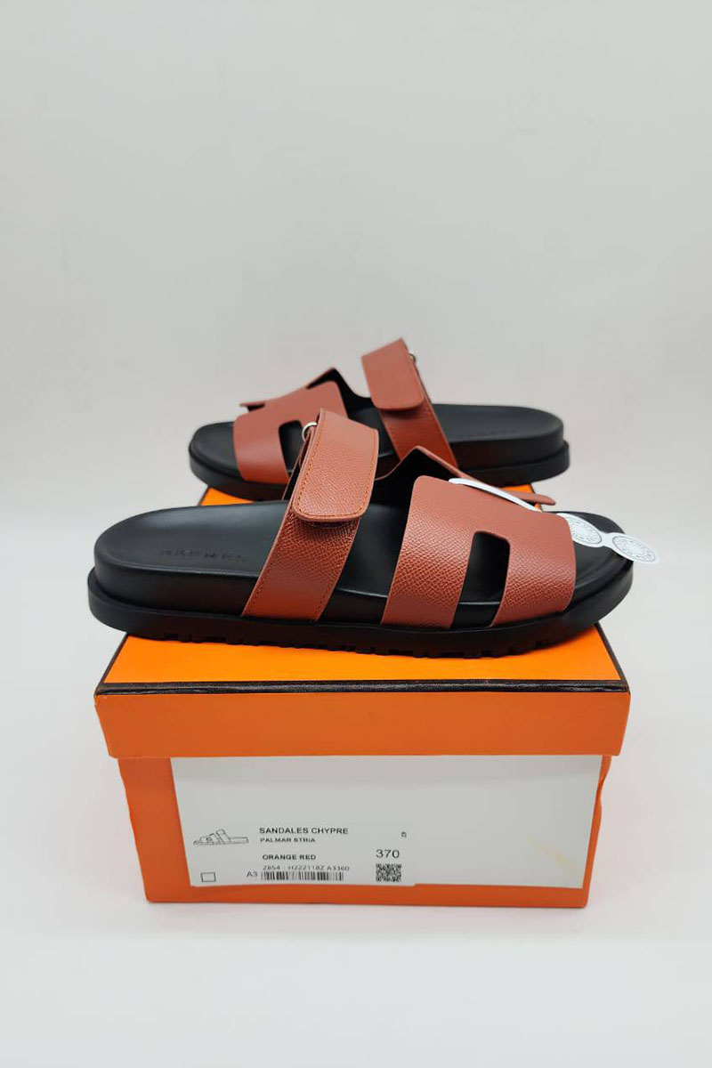 Hermes Женские кожаные сандалии Chypre - Brown / Black