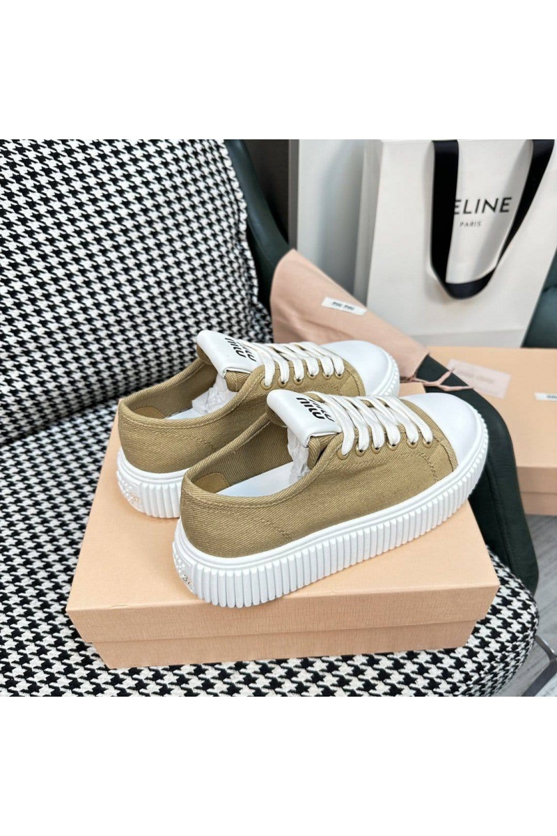 MIU MIU Женские текстильные кеды Premium - Beige