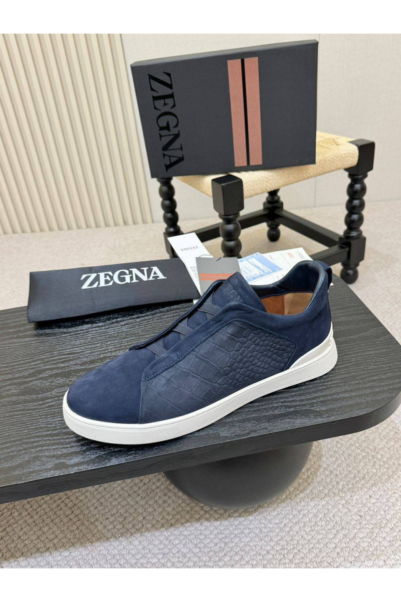 Zegna Мужские кроссовки Triple Stitch Alligator - Navy