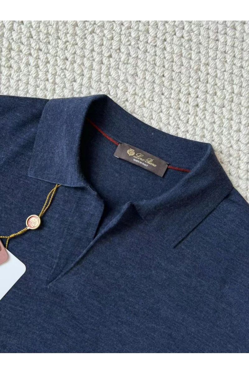 Loro Piana Поло с длинным рукавом Premium - Flower Hide Blue