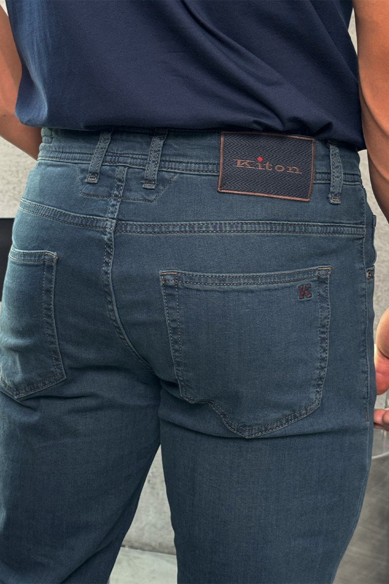 Kiton Мужские тёмно-синие джинсы 