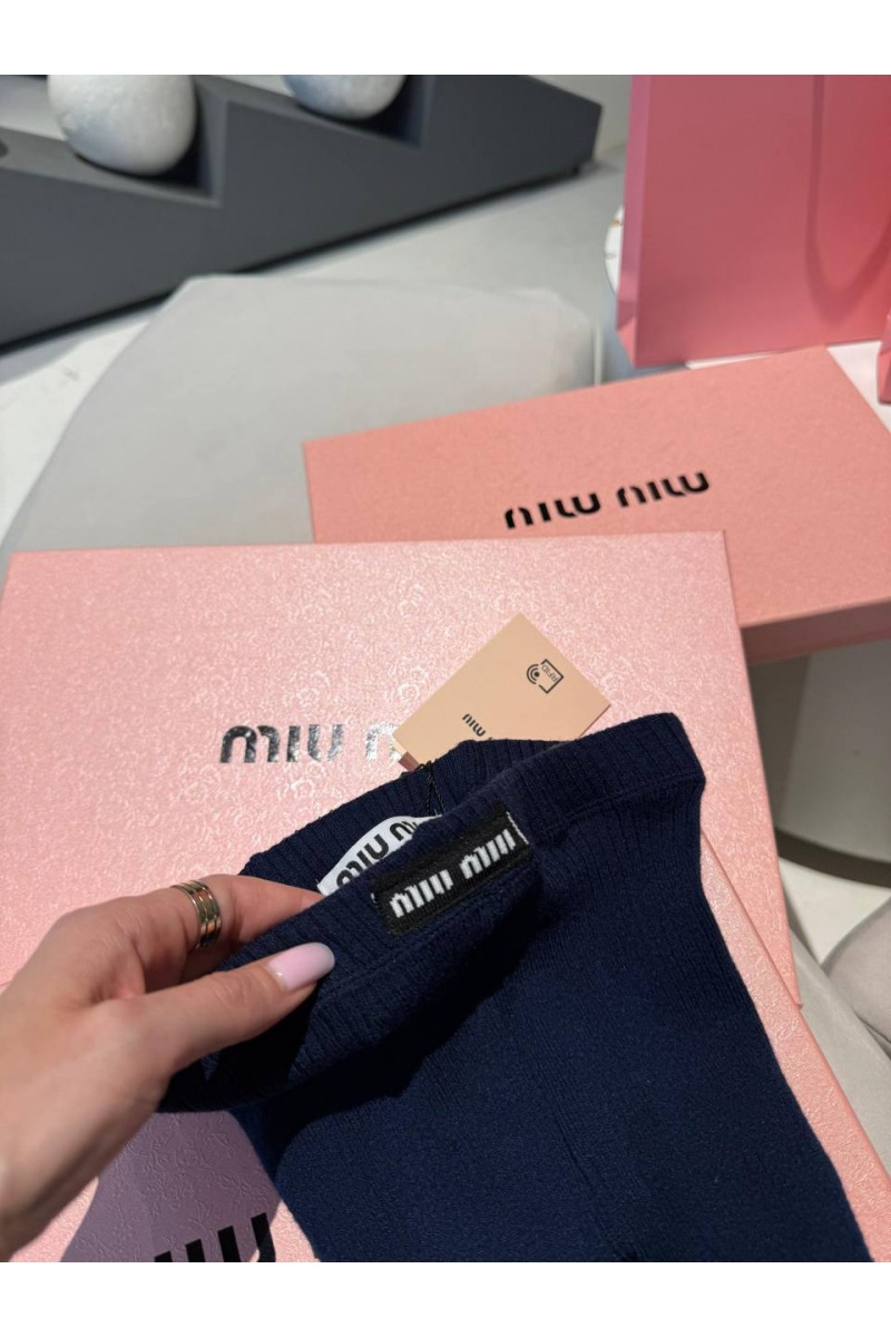MIU MIU Женские кашемировые колготы синего цвета