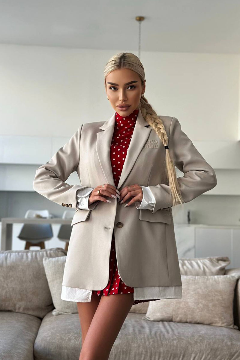 MIU MIU Женский пиджак бежевого цвета