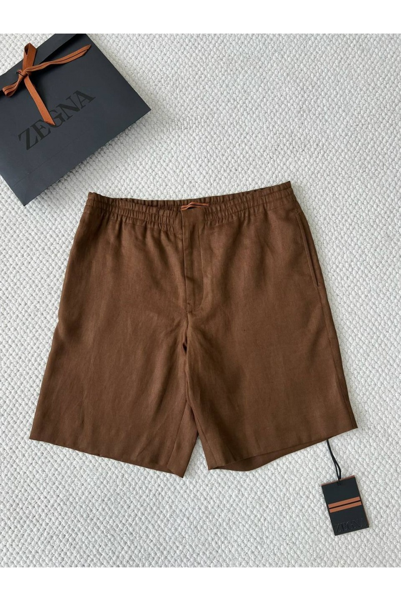 Zegna Льняные шорты коричневого цвета premium