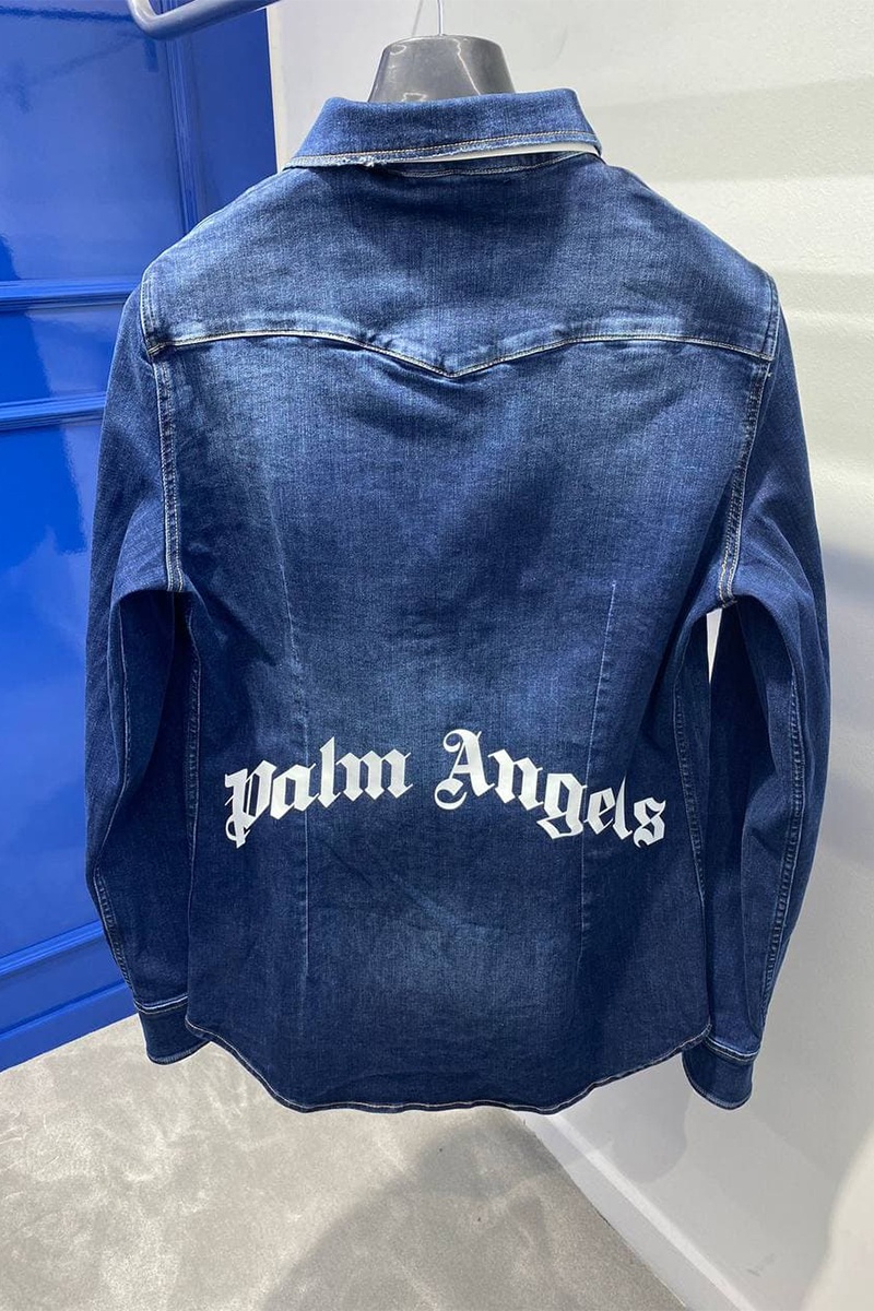 Palm Angels Мужская джинсовая рубашка синего цвета