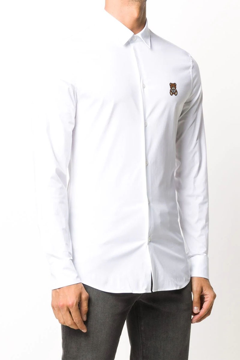 Moschino Классическая рубашка Teddy Bear embroidered logo - White