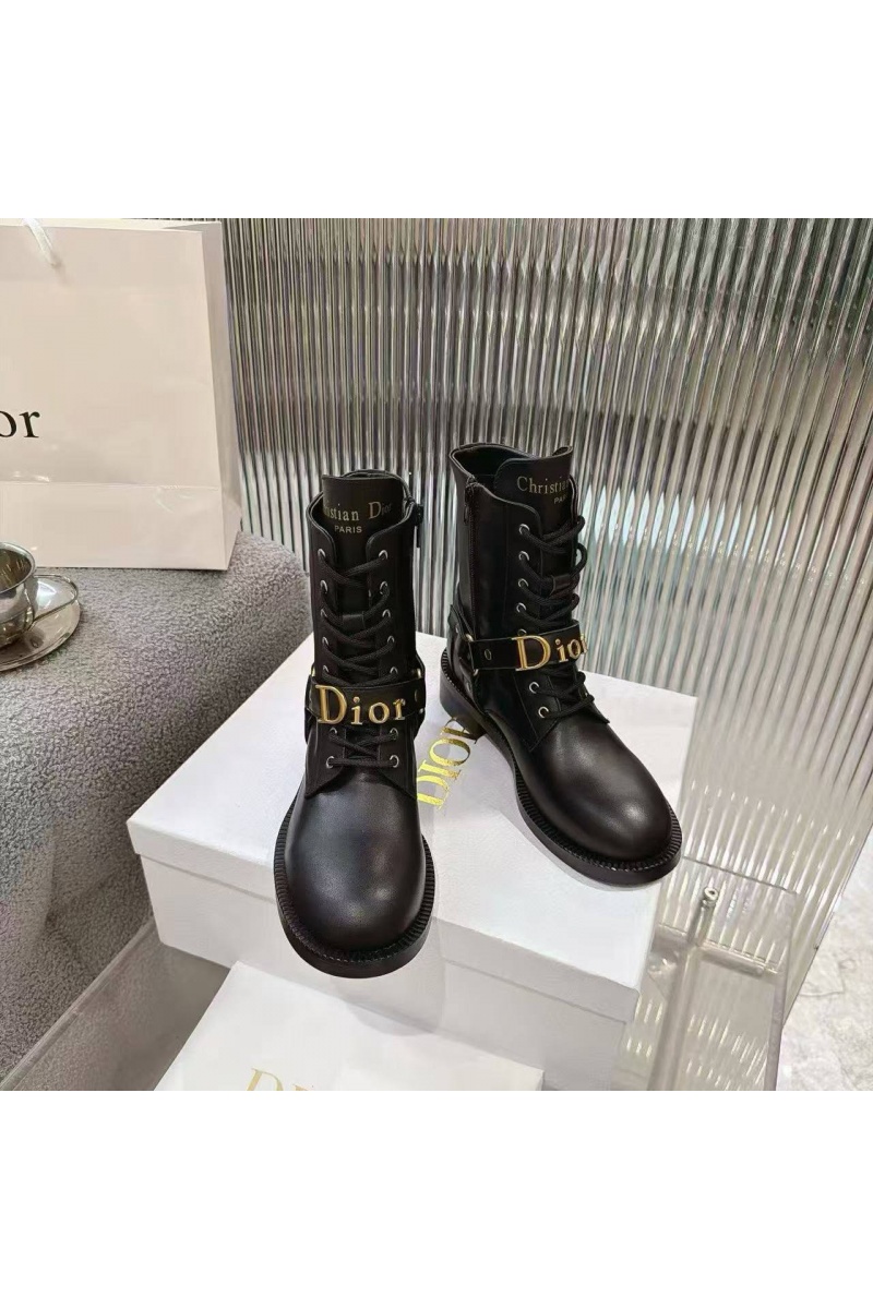 Dior Женские кожаные ботинки на шнуровке 