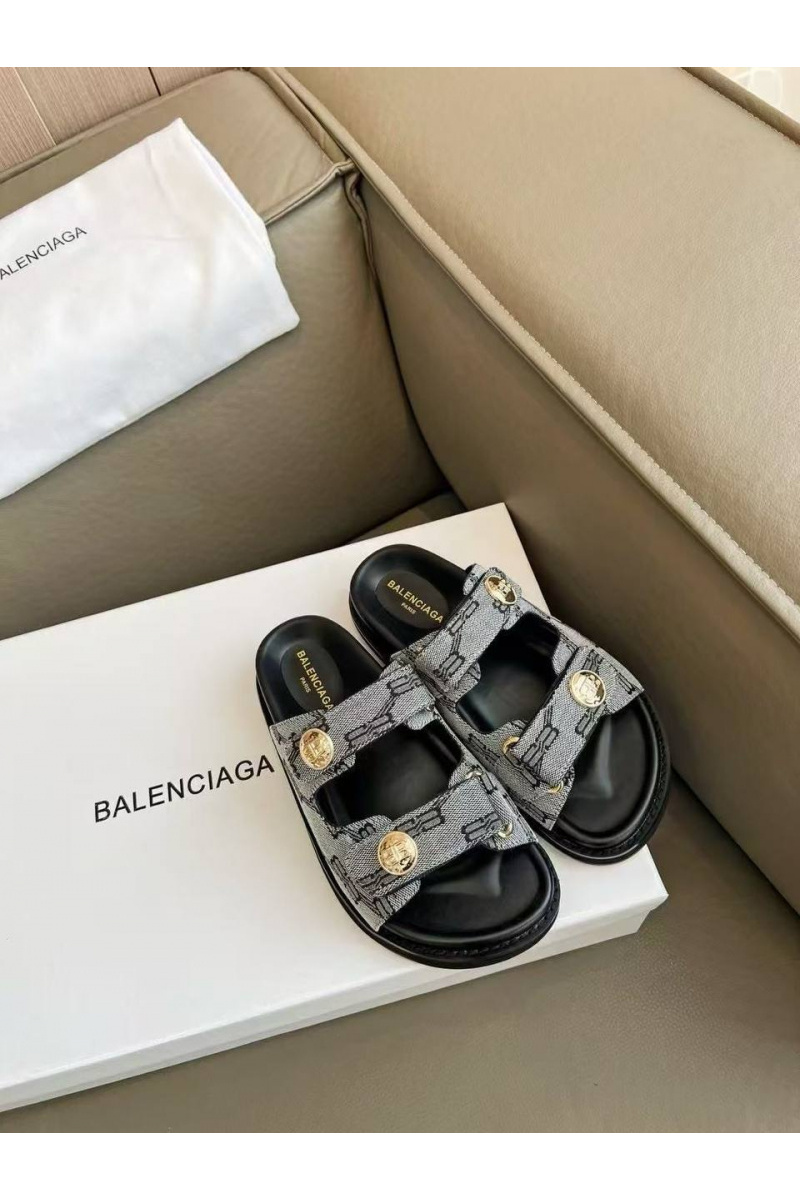 Balenciaga Женские шлёпанцы Jacquard Premium - Grey
