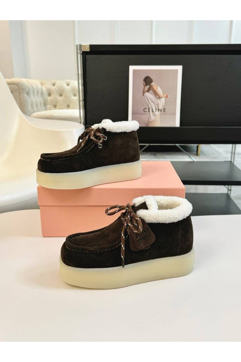 MIU MIU Женские замшевые лоферы с мехом premium